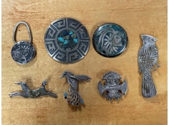 Beautiful Lot Of Vintage Sterling Silver Pins And Pendants A3