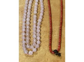 Beautiful Rose Quartz And Red Stone Necklaces A3