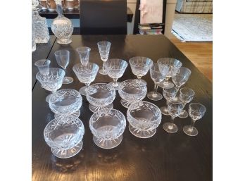Large Lot Of 21 Assorted Vintage Crystal Stemware Circa The 1930s