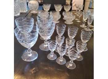 13 Vintage Crystal Stemware With Wavy Patterns From The Edwardian Era
