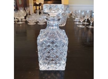 Vintage Crystal Decanter With Diamond Pattern & Original  Stopper