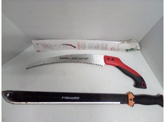 Fiskars Machete Like Tool & Corona Professional Razor Tooth Saw RS 7395 (pull Back Cutting Action)  C5