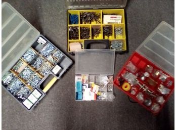 Amazing Lot Of 4 Storage Boxes Of Hardware    CAVE