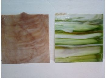 2 Beautiful Large Slag Tiles - Great For Stained Glass Hobbies   A3