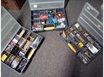 Amazing Lot Of 3 Storage Boxes Of Hardware    CAVE