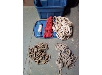 Rubbermaid Tub With 5 Assorted Ropes - Delta Braid Polyporpylene Cord 50 Ft 1/4 In And More  CVBK
