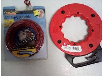 30 Ft Tie-out Cable For Under 100 Lb Dogs By Canine Country AND GB Steel 50 Ft. Steel Tape # FTS-50B C3