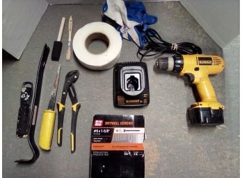 Dewalt DW927 3/8 In. Cordless Drill With Charger, Drywall Screws, FibaTape, And Extra Tools  CVBK
