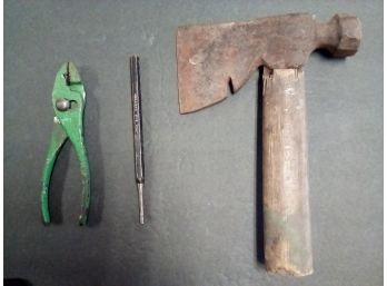 Trio Of 3 Vintage Tools Lot - Small Hatchet, Pliers And Williams P-5 USA Tool   D4