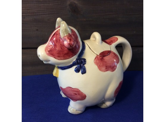 Vintage Ceramic Hand Painted Cow Teapot - H