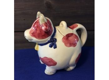 Vintage Ceramic Hand Painted Cow Teapot - H