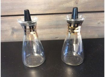 (2) Vintage Pyrex Gold Band Shakers - D
