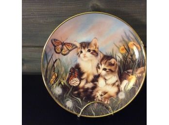 Franklin Mint Heirloom Chasing Butterflies Limited Edition Collector's Plate With Stand - L