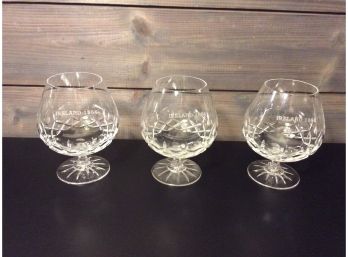 (3) Vintage Brandy Snifters Etched With 'Ireland 1984' - H