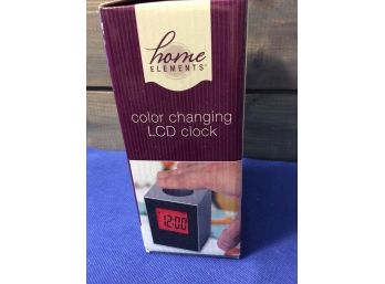 Home Elements Color Changing LCD Clock NEW In Box - L