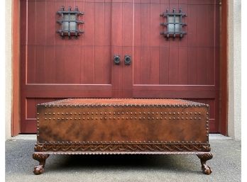 Ralph Lauren 'Dalton' Cocktail Table With Side Drawers, Carved Ball & Claw Feet And Nail Head Accents