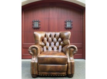 Hancock & Moore - Chesterfield Wingback Rolled Arm Recliner With Nailhead Accents On Striated Bun Feet (1of2)