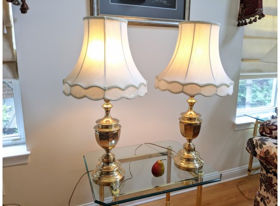 A Pair Of Brass Table Lamps