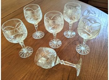 Set Of 6 Cut Crystal Goblet Glasses