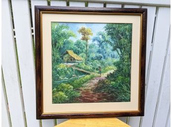 Signed Indonesian Painting On Canvas From Isle Of Java 1 Of 2
