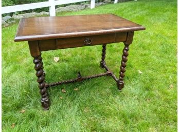 Louis The XIII Style Oak Barley Twist Library Writing Desk With Single Drawer