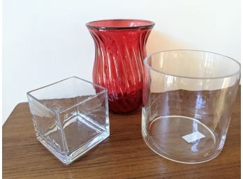 Grouping Of 3 Glass Vases