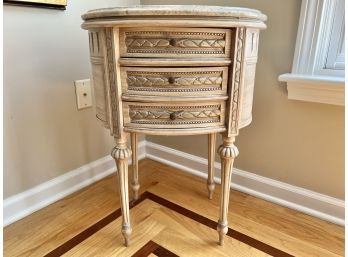 French Provincial Oval Marble Top Night Stand (contents Not Included)