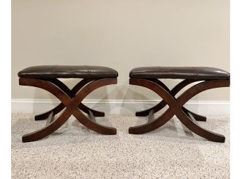 Pair Of Simulated Leather Ottomans - Target