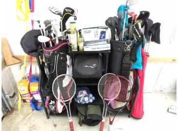 Golf & Tennis Clubs, Rackets, Bags And Sports Equipment Rack