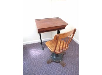 Antique Chandler Child School Desk And Chair