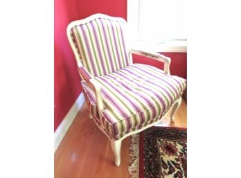 French Provincial Shabby Chic Striped Arm Chair