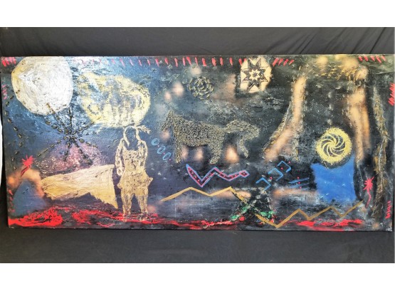 Very Large Indigenous Lands Wall Art Signed By Artist 1987 Brooklyn Studio