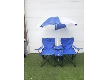 Double Folding Chair With Umbrella