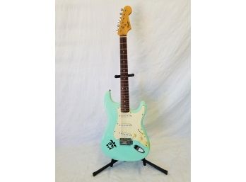 Squier Bullet Stratocaster Hardtail Limited Edition Electric Guitar Sea Foam Green With Stand & Case