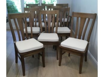 8 Bassett Chairs, Light Wood #4469-1000 White Cushion Seating Paid $3200