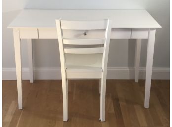 Good Looking One Drawer White Desk & White Chair