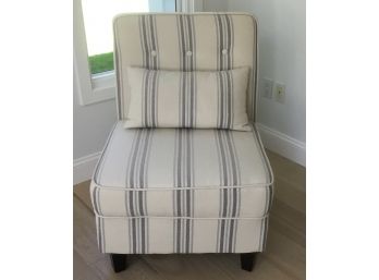 Mattie Coastal Stripes Slipper Chair, Kidney Pillow