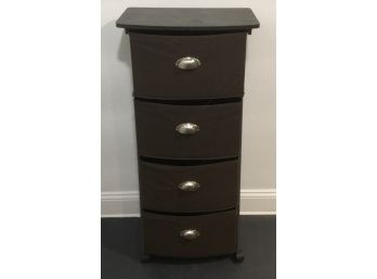 Faux Suede Expresso Color 4 Drawer Roller Cabinet