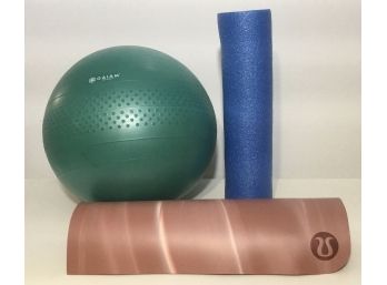 Yoga, Exercise Mats & Gaiam Exercise Ball W Pump