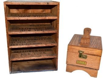 Vintage Advertising Bellows & Co. Wooden Crate And Shoe Shine Box
