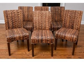 Set Of Six Pottery Barn Seagrass Havana Dark Side Dining Chairs