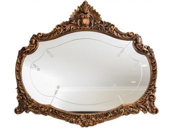 Beautiful Rococo Revival Carved Wood Cherub Wall Mirror