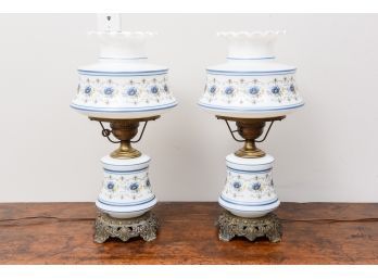 Pair Of Quoizel 1973 Gone With The Wind Hurricane Lamps