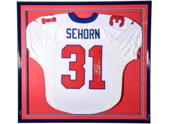 Signed Jason Sehorn 31 Framed Football Jersey