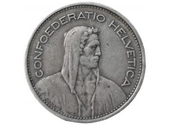 1933 Switzerland Founding Hero William Tell Confederatio Helvetica 5 Francs Silver Swiss Coin