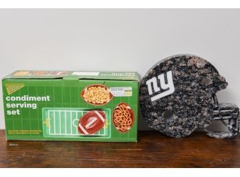 Granite One Of A Kind Custom New York Giants Trivet And Football Condiment Serving Set