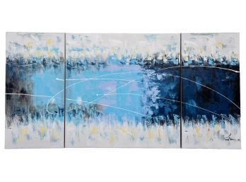 Signed Three Piece Panel Triptych Abstract Canvas Prints