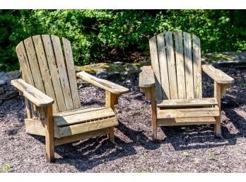 Pair Of Teak Wood Adirondack Chairs (#2)