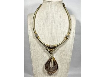 Art Glass Pendant Silk Cord Fancy Designer Necklace