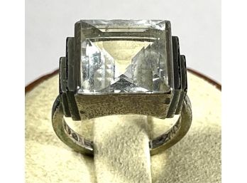Rare Signed Wiwen Nilsson Scandinavian Sterling Silver Rock Crystal Ring